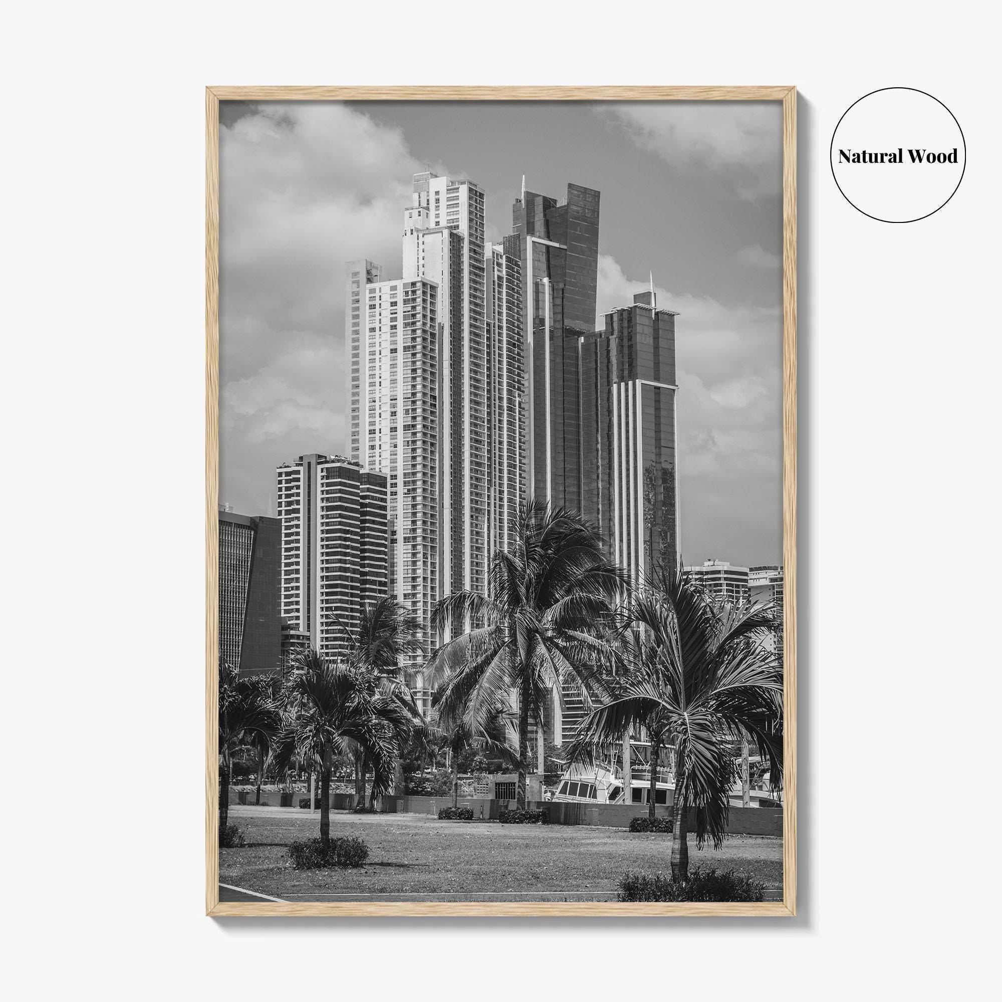 Panama City Skyline Black and White Fine Art Photo Print, Panama Wall Poster