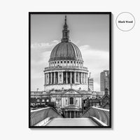 St Paul's Cathedral Black and White Fine Art Photo Print, London Millennium Bridge Poster