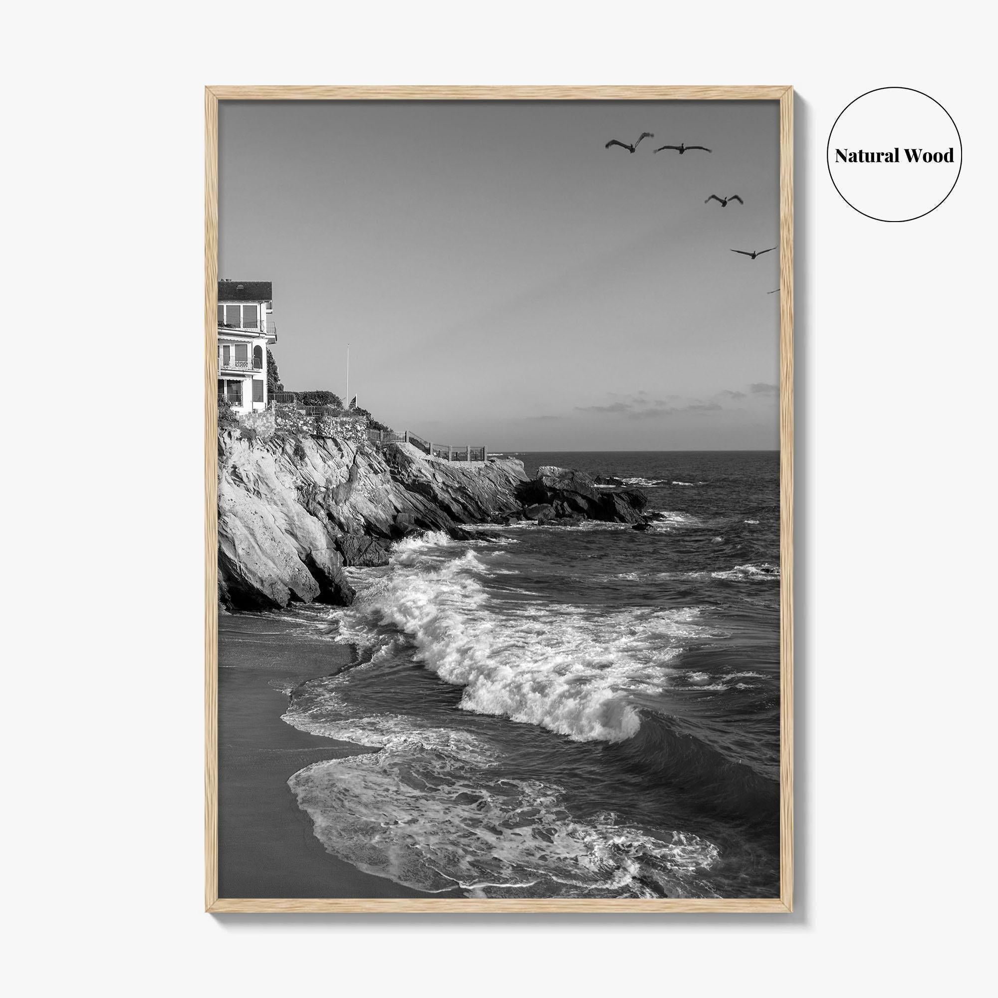 Southern California Black and White Fine Art Photo Print, Coastline Poster