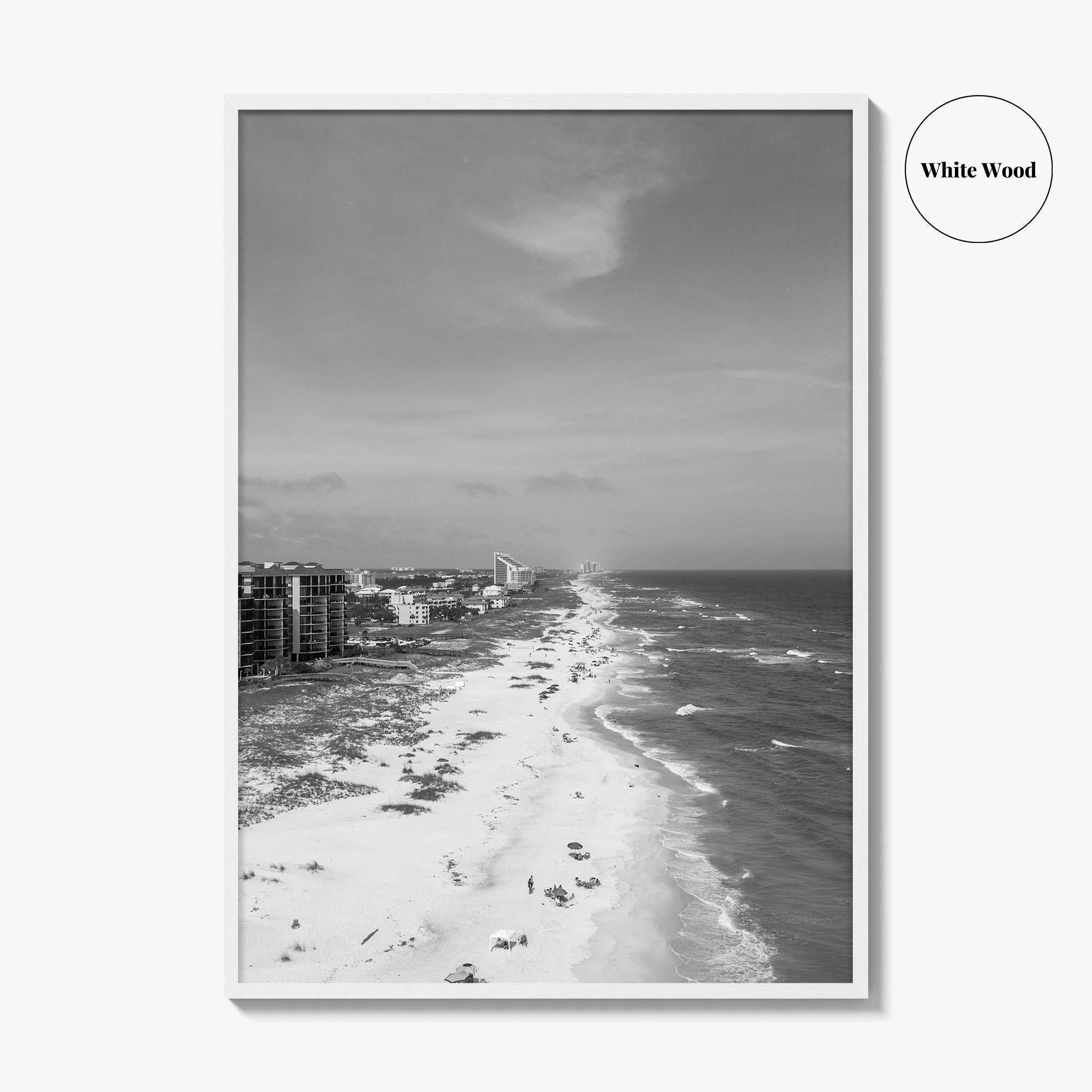 Pensacola Black and White Fine Art Photo Print, Perdido Key Beach Florida, Aerial Poster