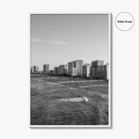 Virginia Beach Skyline Black and White Fine Art Photo Print, Oceanfront USA Wall Decor