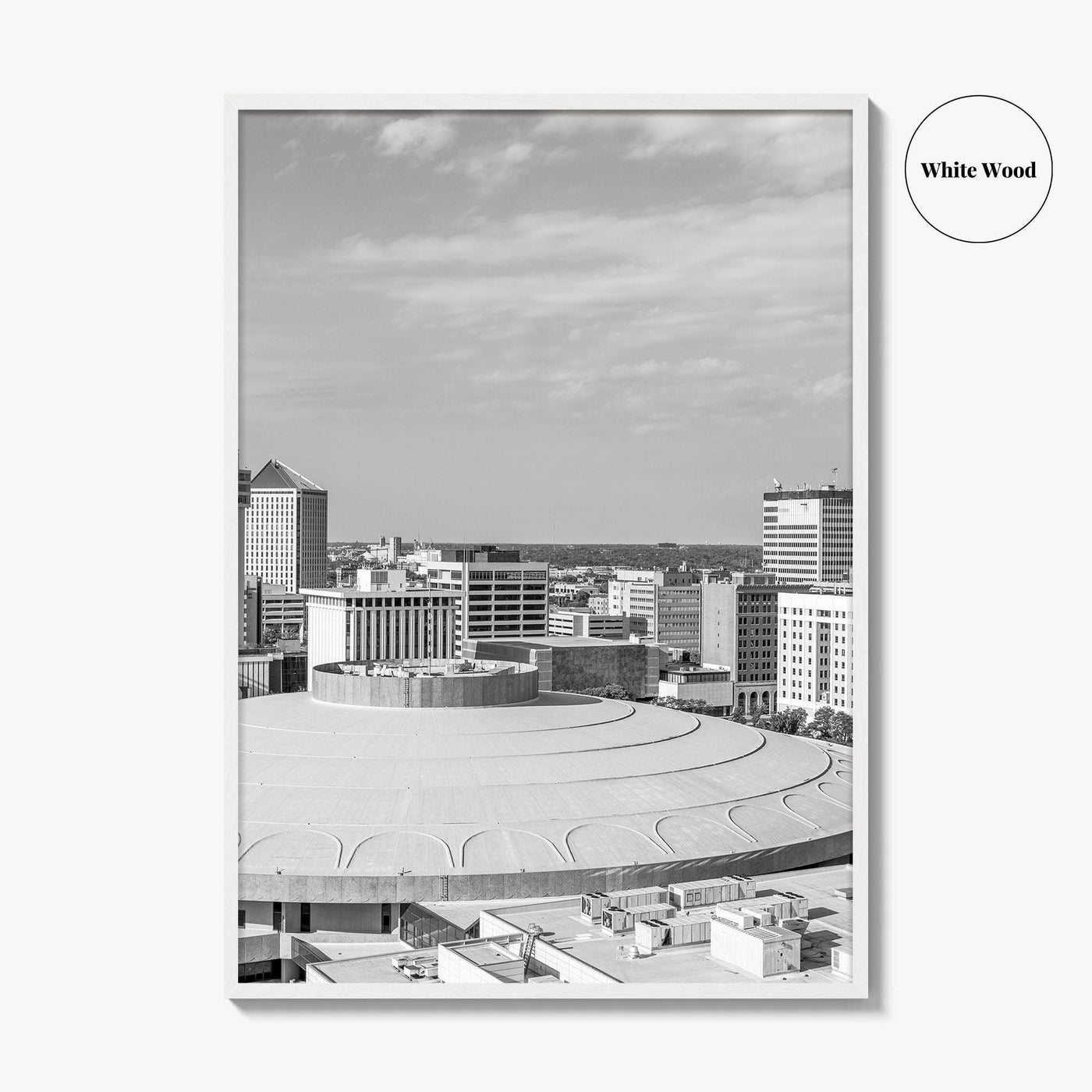 Wichita Skyline Black and White Fine Art Photo Print, Downtown, Kansas USA, Wall Poster