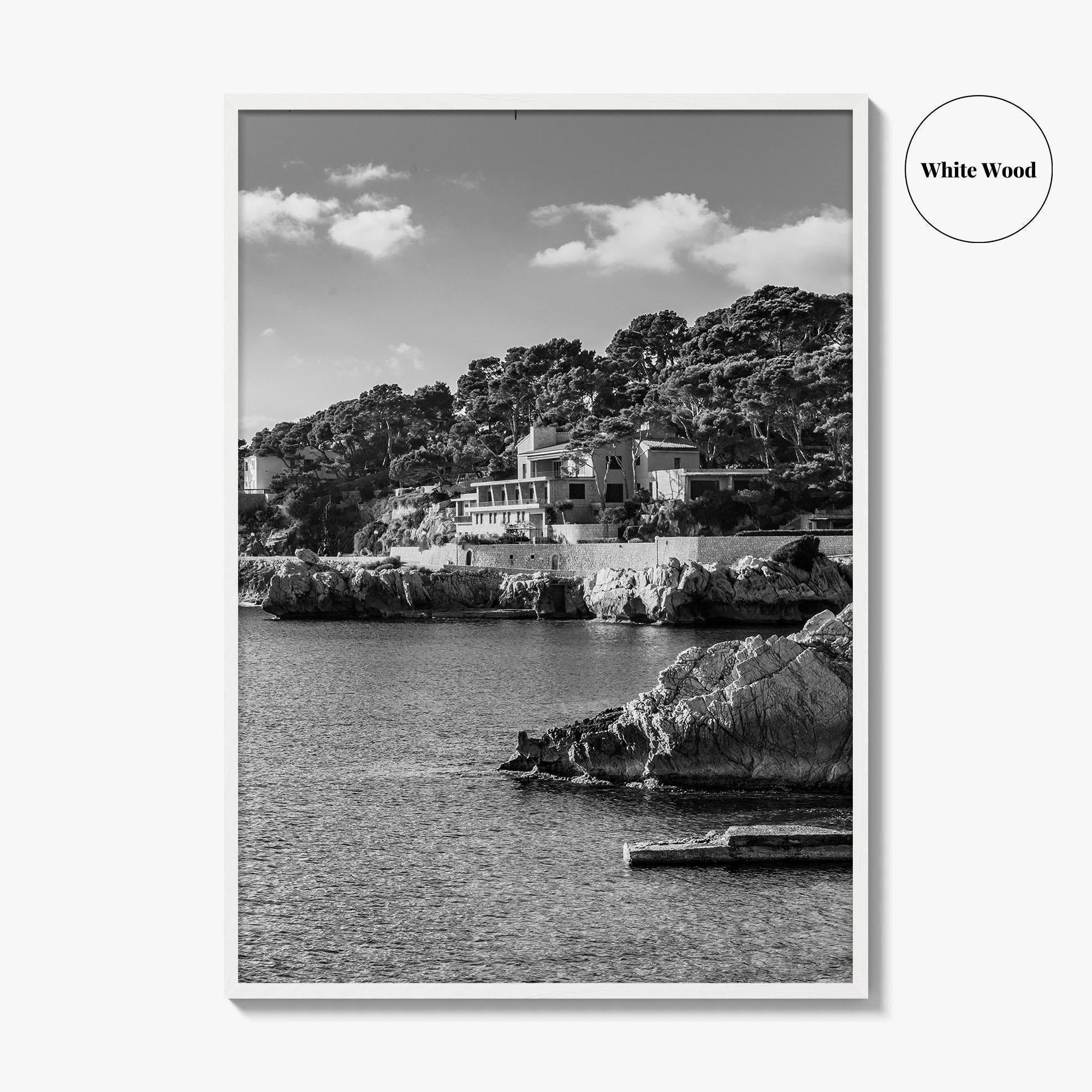 Cala Rajada Black and White Fine Art Photo Print, Mallorca Seascape Spain Poster
