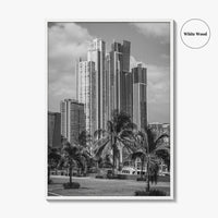 Panama City Skyline Black and White Fine Art Photo Print, Panama Wall Poster