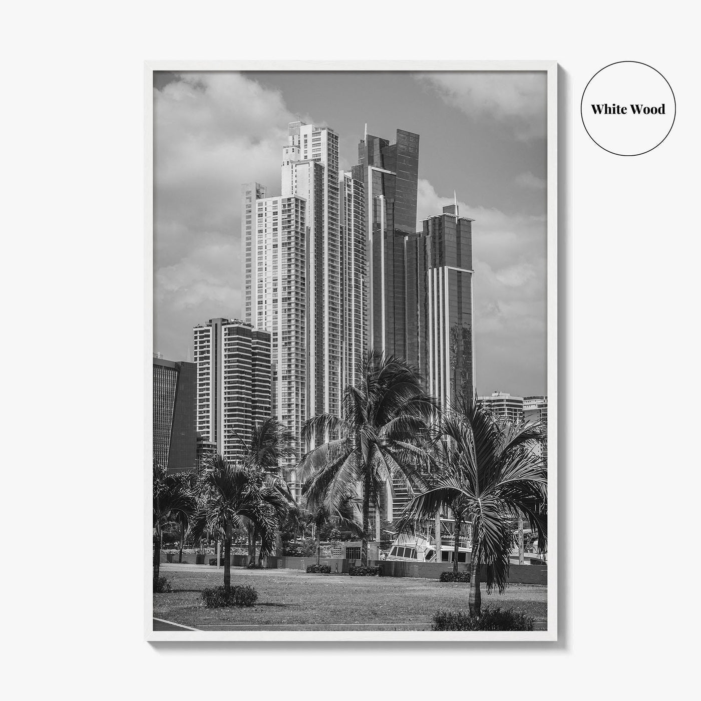 Panama City Skyline Black and White Fine Art Photo Print, Panama Wall Poster