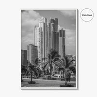 Panama City Skyline Black and White Fine Art Photo Print, Panama Wall Poster