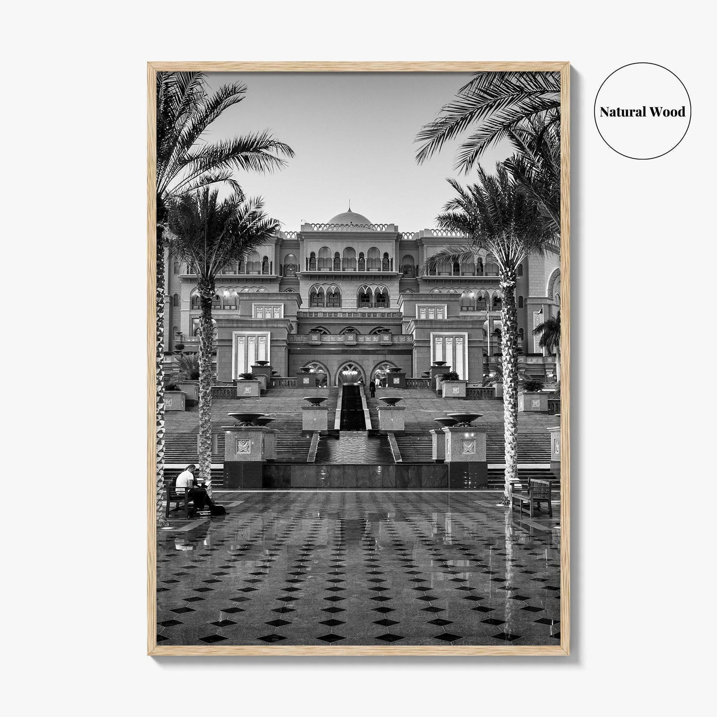 Abu Dhabi Black and White Fine Art Photo Print, Emirates Palace, UAE Poster