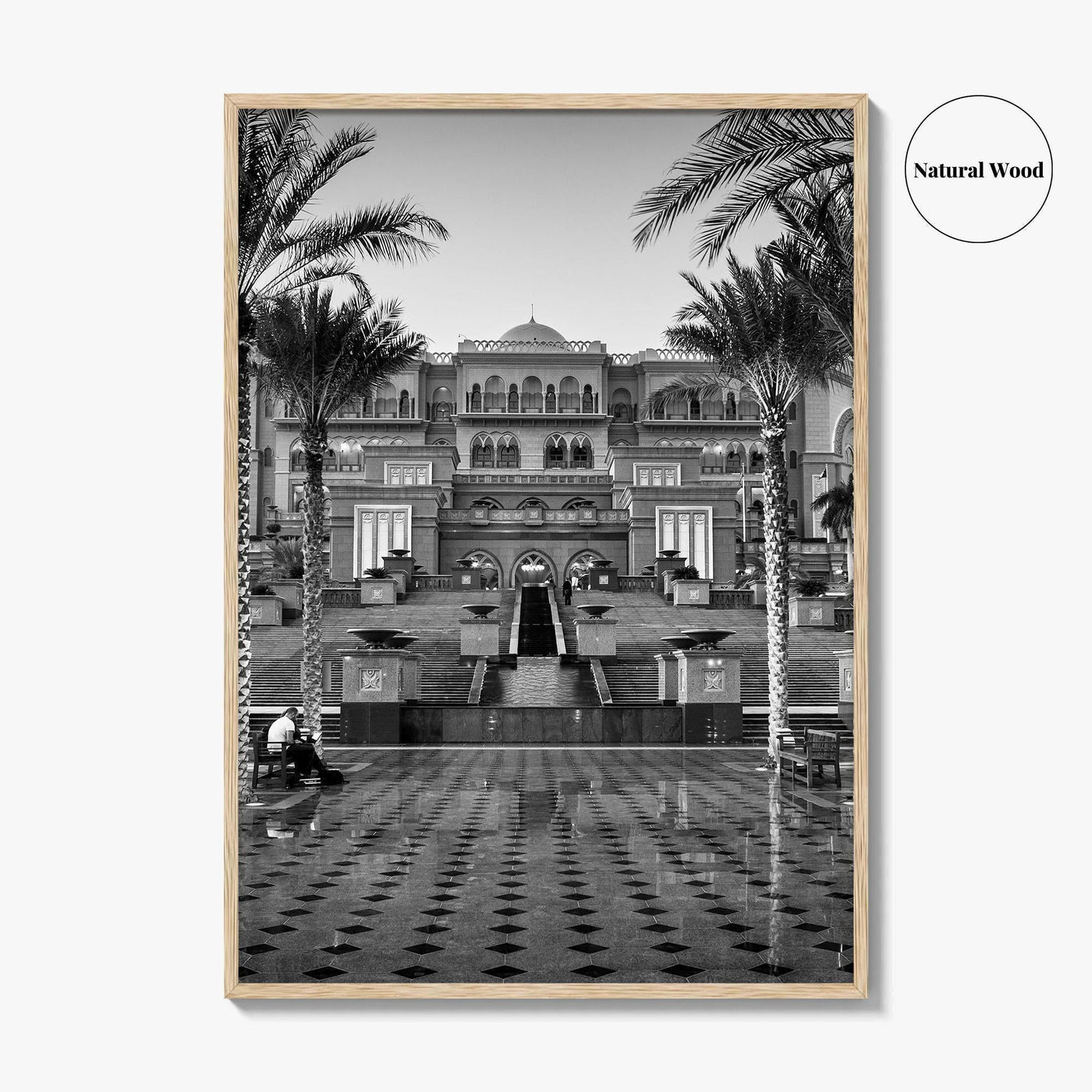 Abu Dhabi Black and White Fine Art Photo Print, Emirates Palace, UAE Poster