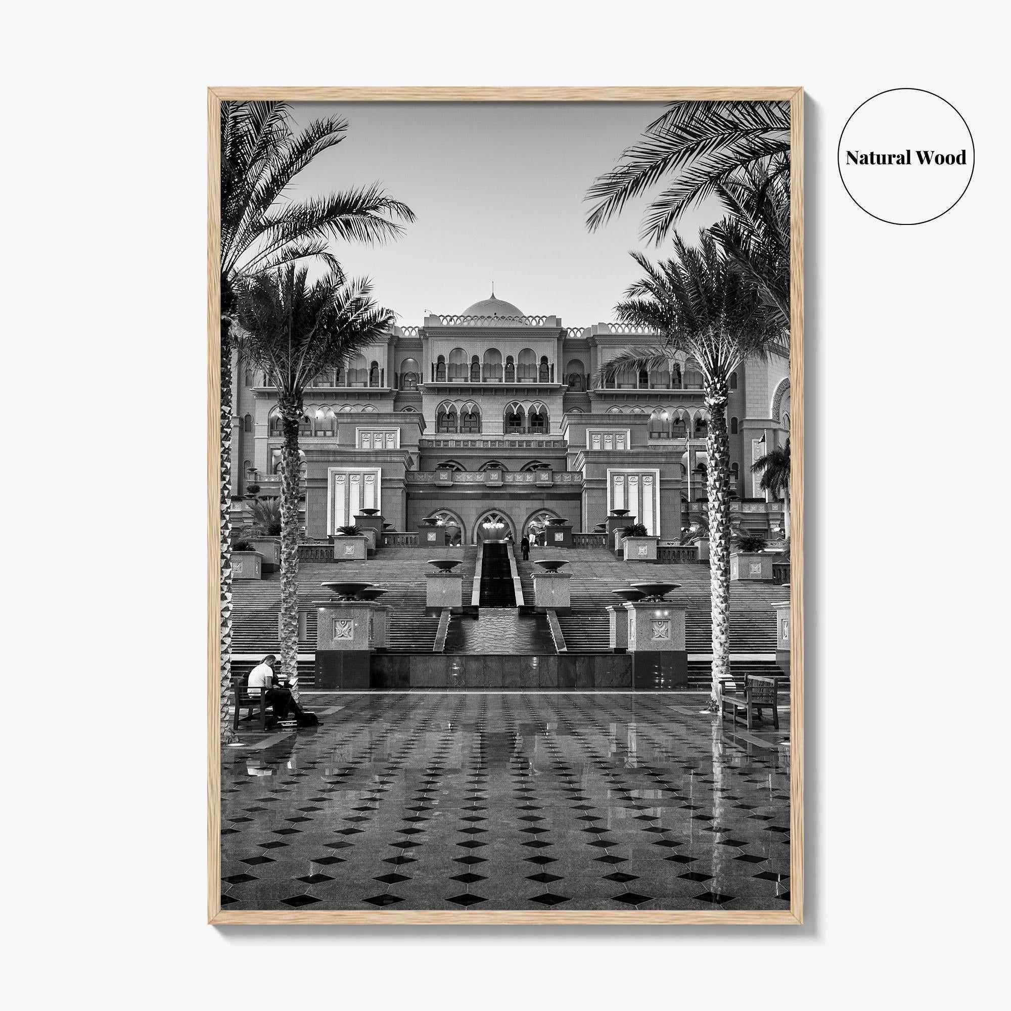 Abu Dhabi Black and White Fine Art Photo Print, Emirates Palace, UAE Poster