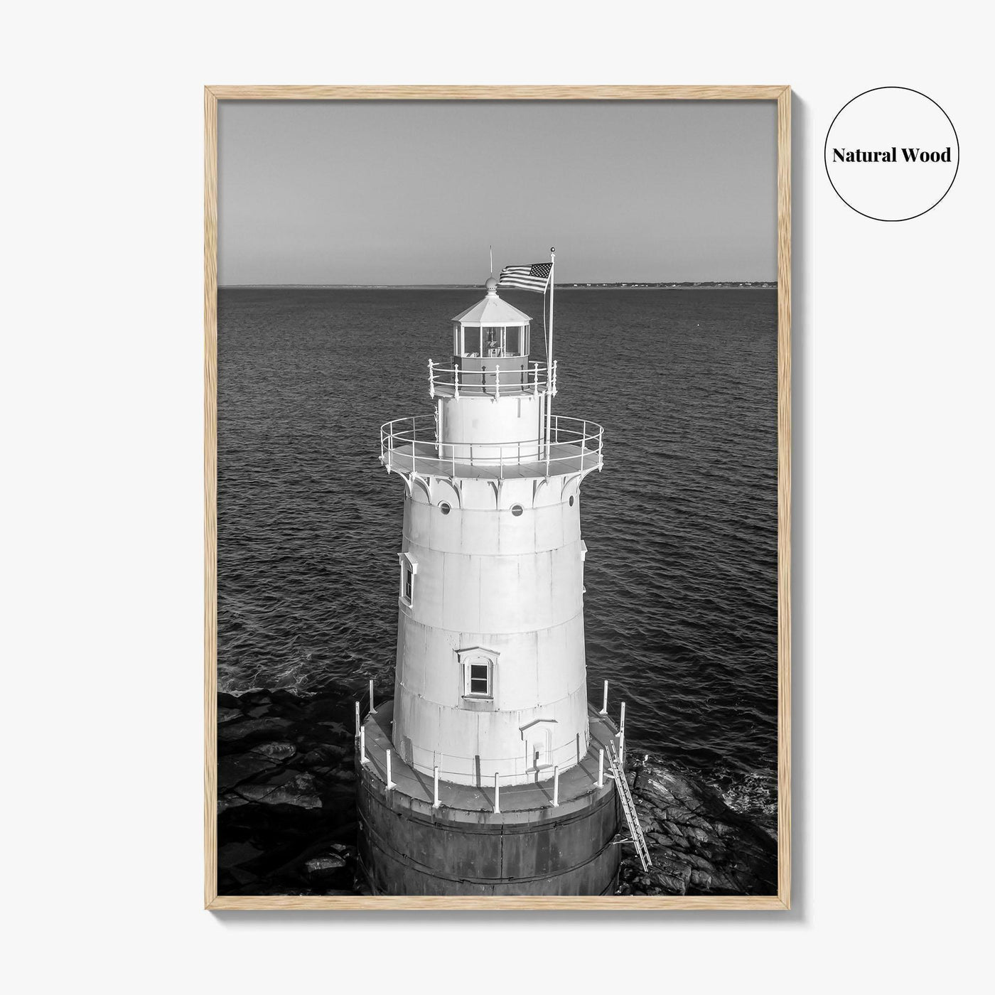 Sakonnet Point Black and White Fine Art Photo Print, Rhode Island Lighthouse Poster