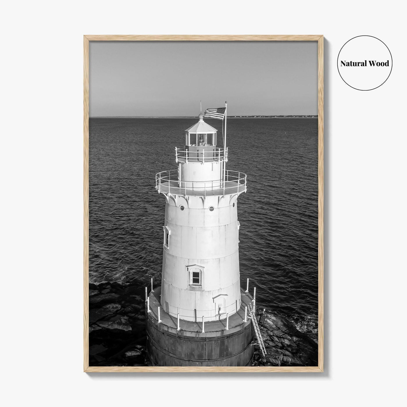 Sakonnet Point Black and White Fine Art Photo Print, Rhode Island Lighthouse Poster