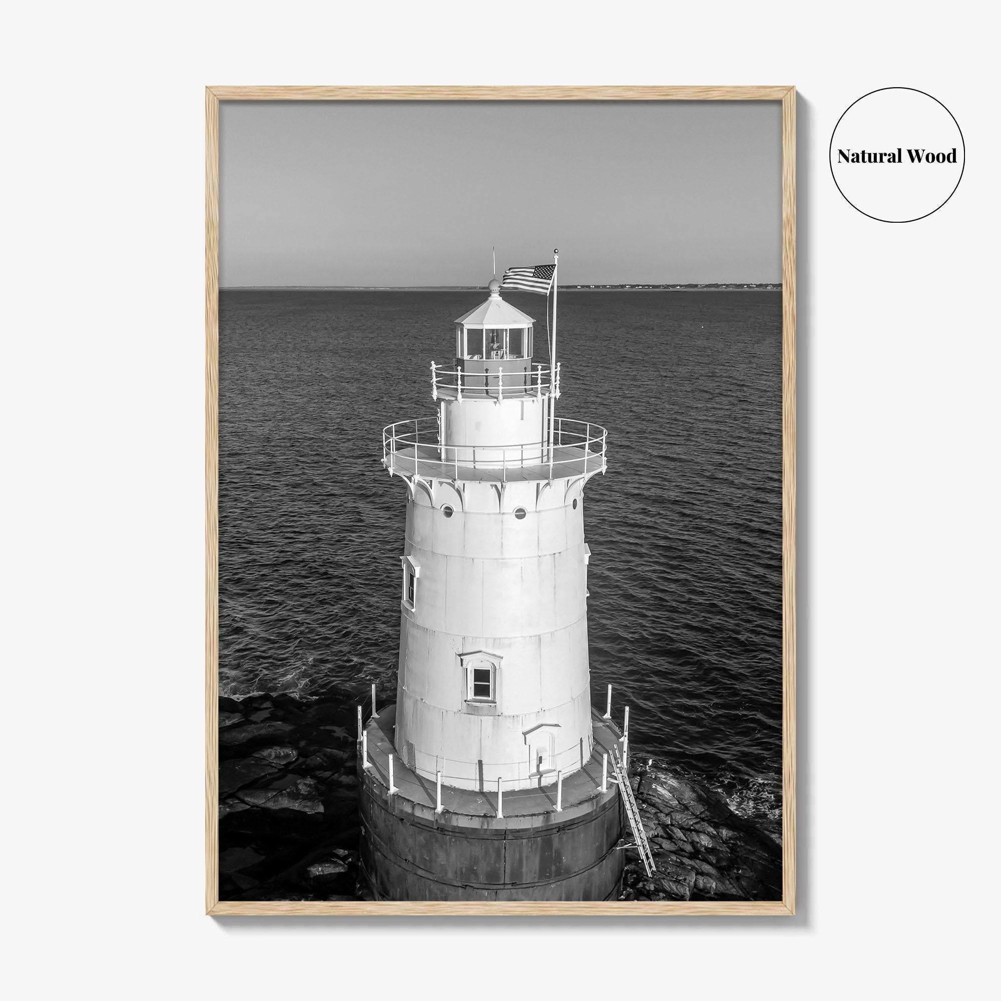 Sakonnet Point Black and White Fine Art Photo Print, Rhode Island Lighthouse Poster