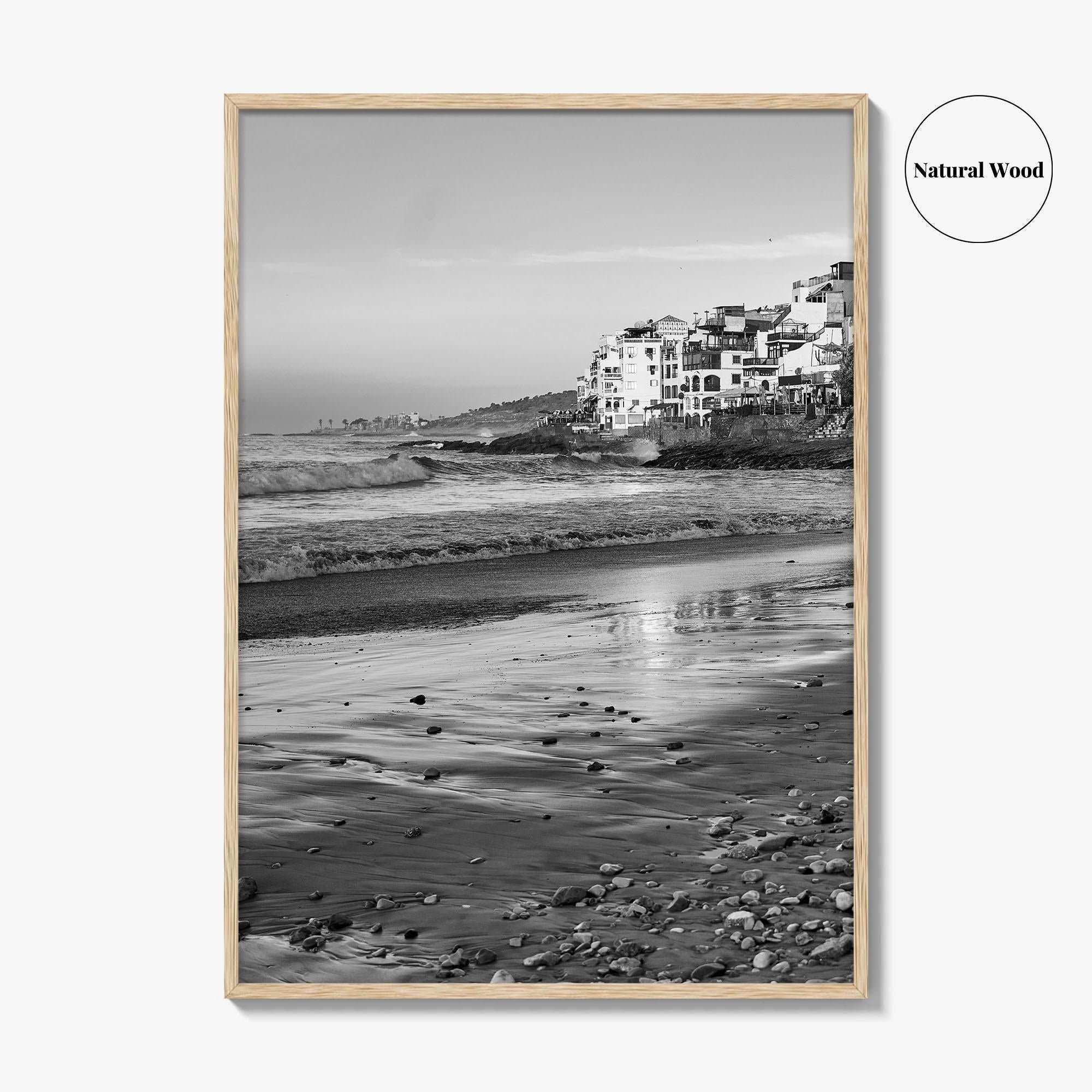 Taghazout Black and White Fine Art Photo Print, Morocco Poster, Agadir Coast Wall Decor