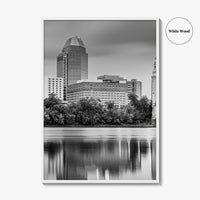 Springfield Massachusetts Skyline Black and White Fine Art Photo Print, Wall Decor Poster, USA