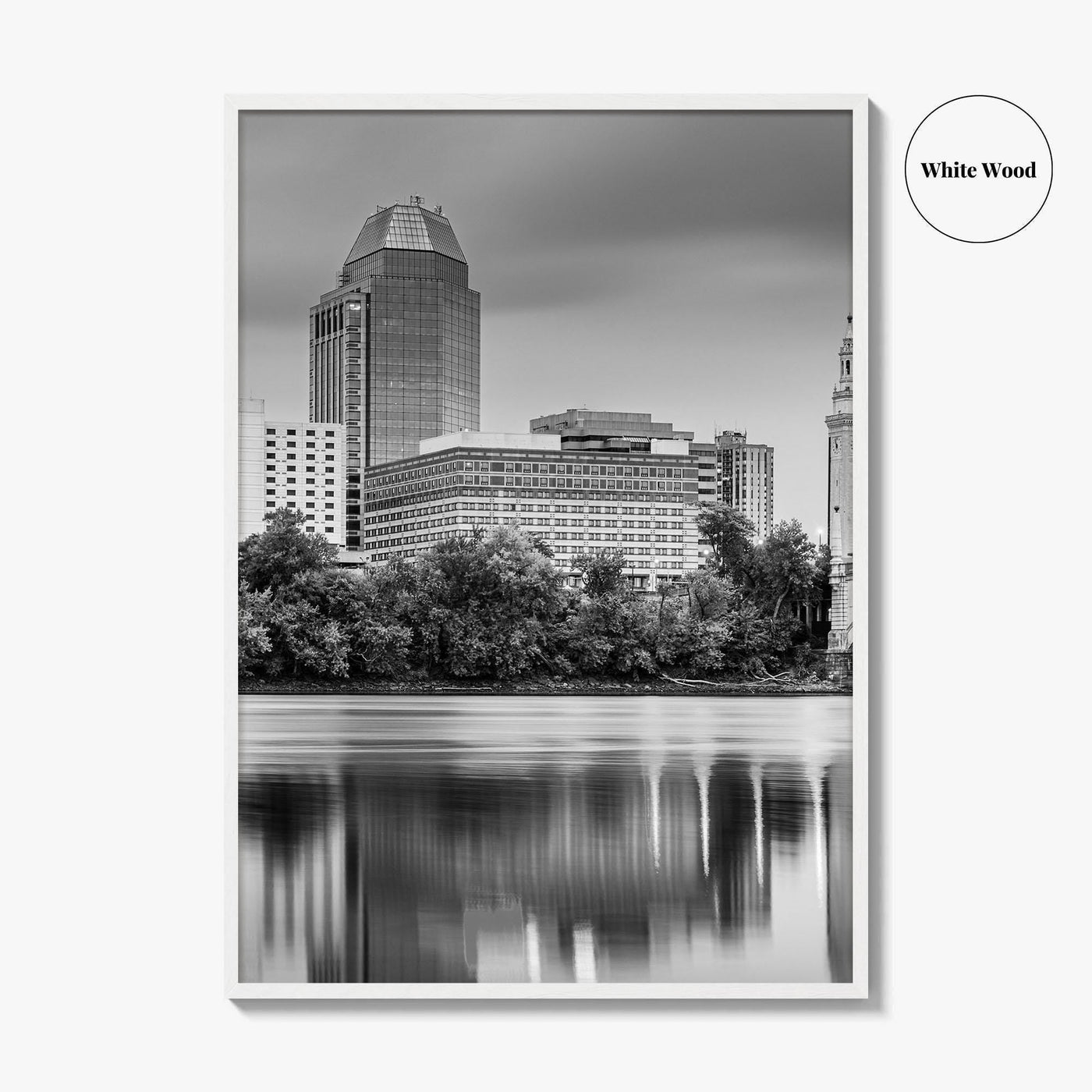 Springfield Massachusetts Skyline Black and White Fine Art Photo Print, Wall Decor Poster, USA