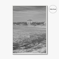 Pacific Beach Black and White Fine Art Photo Print, San Diego Pier California Poster