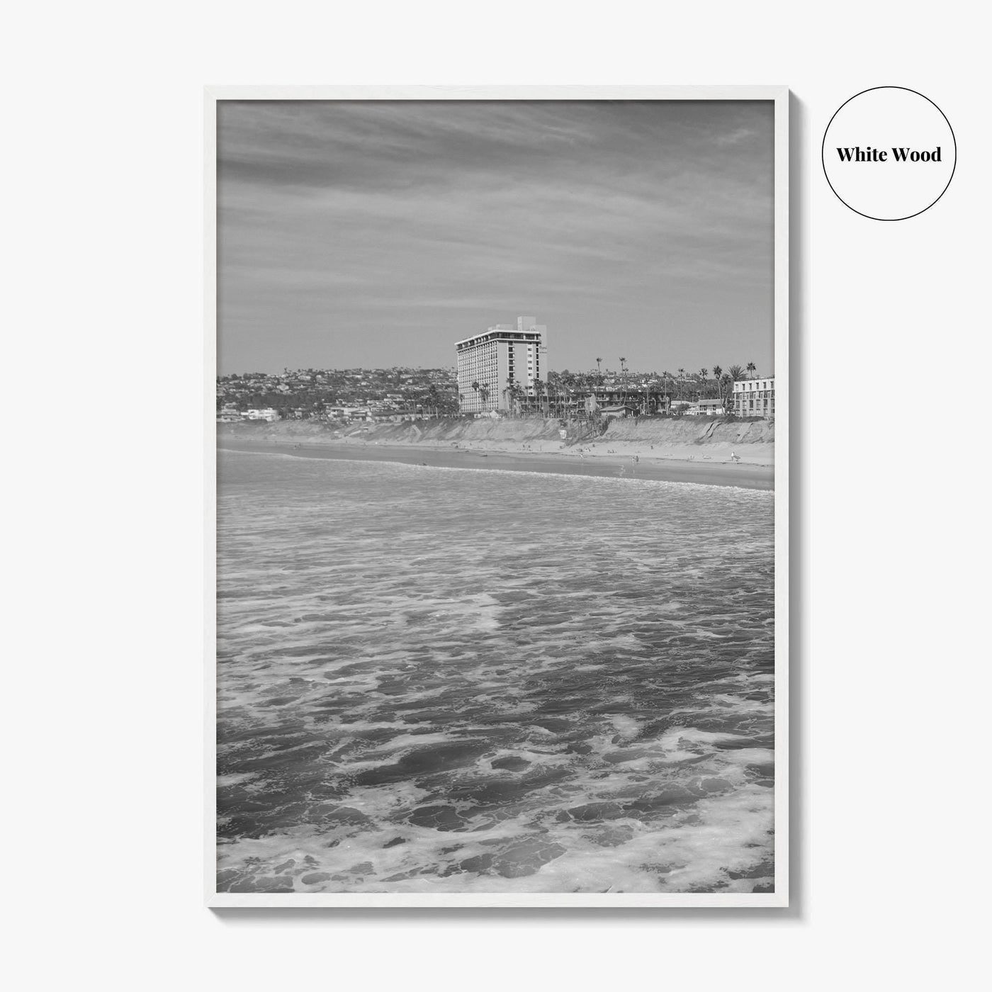 Pacific Beach Black and White Fine Art Photo Print, San Diego Pier California Poster