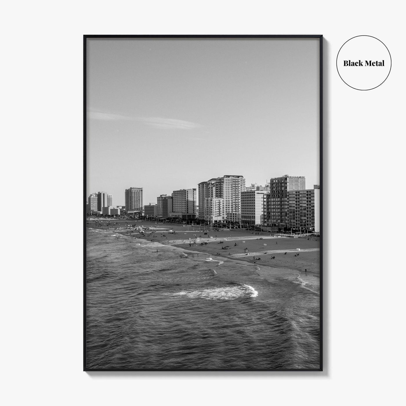 Virginia Beach Skyline Black and White Fine Art Photo Print, Oceanfront USA Wall Decor