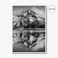 Oregon Black and White Fine Art Photo Print, South Sister Bend Green Lakes Poster