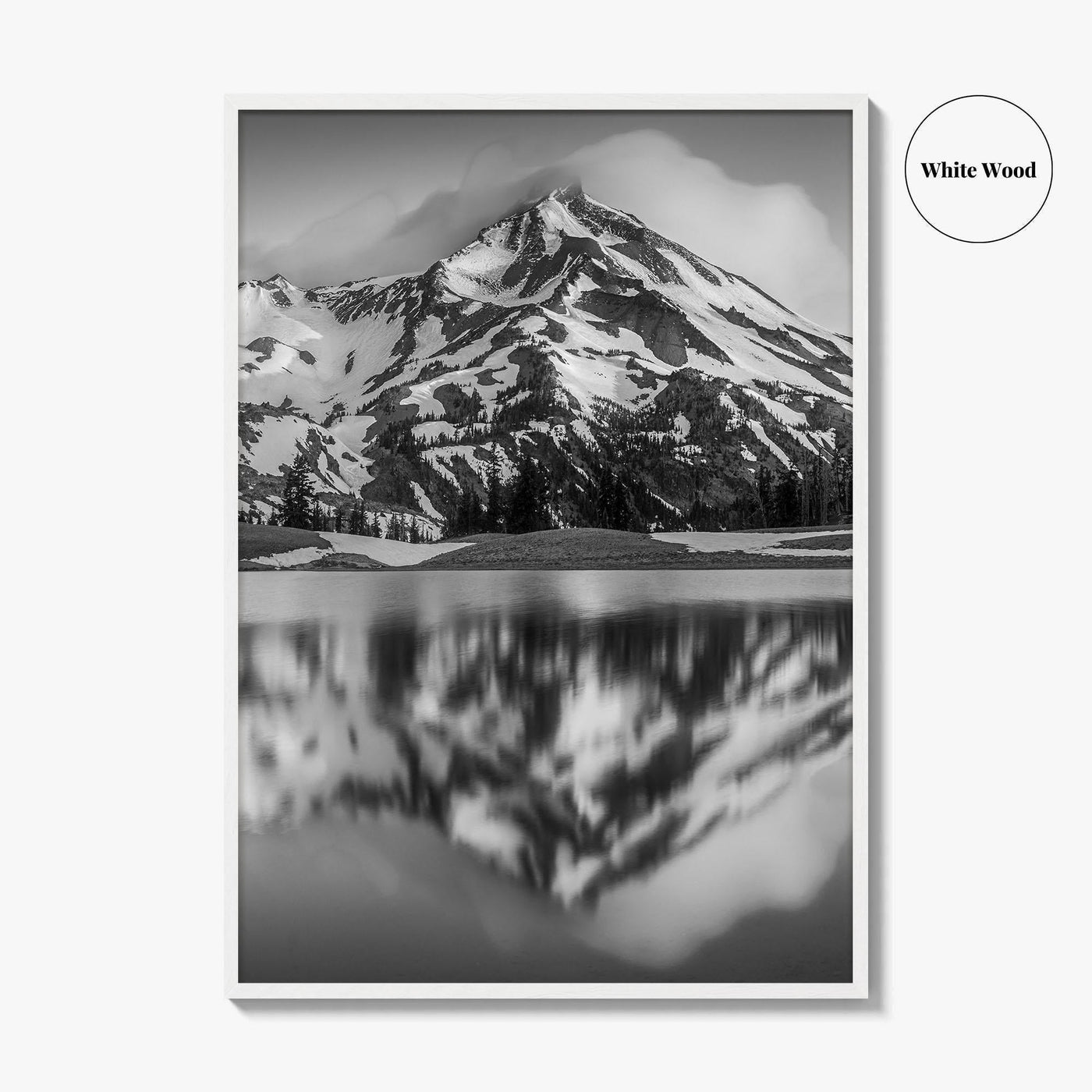 Oregon Black and White Fine Art Photo Print, South Sister Bend Green Lakes Poster