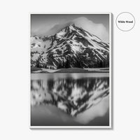 Oregon Black and White Fine Art Photo Print, South Sister Bend Green Lakes Poster
