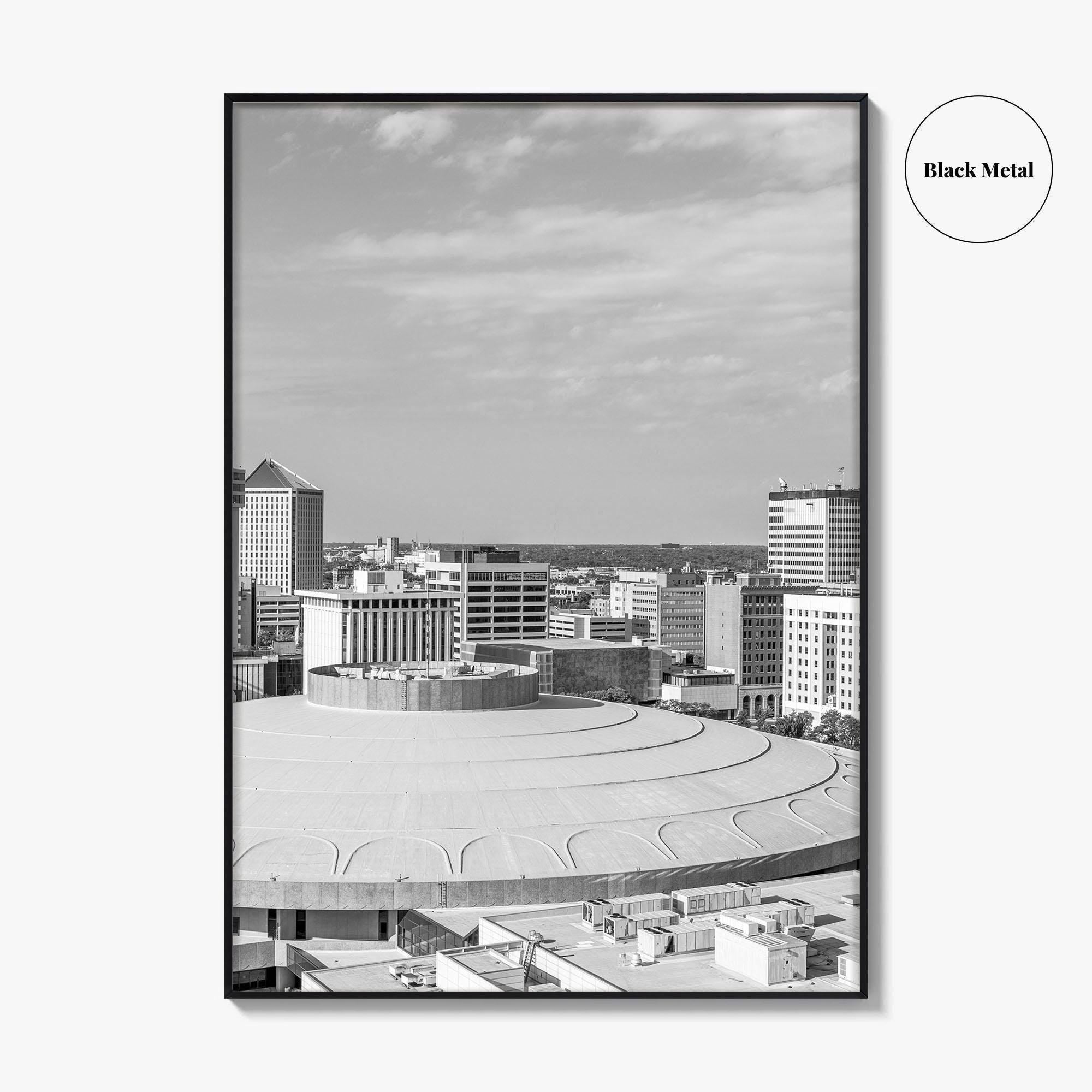 Wichita Skyline Black and White Fine Art Photo Print, Downtown, Kansas USA, Wall Poster