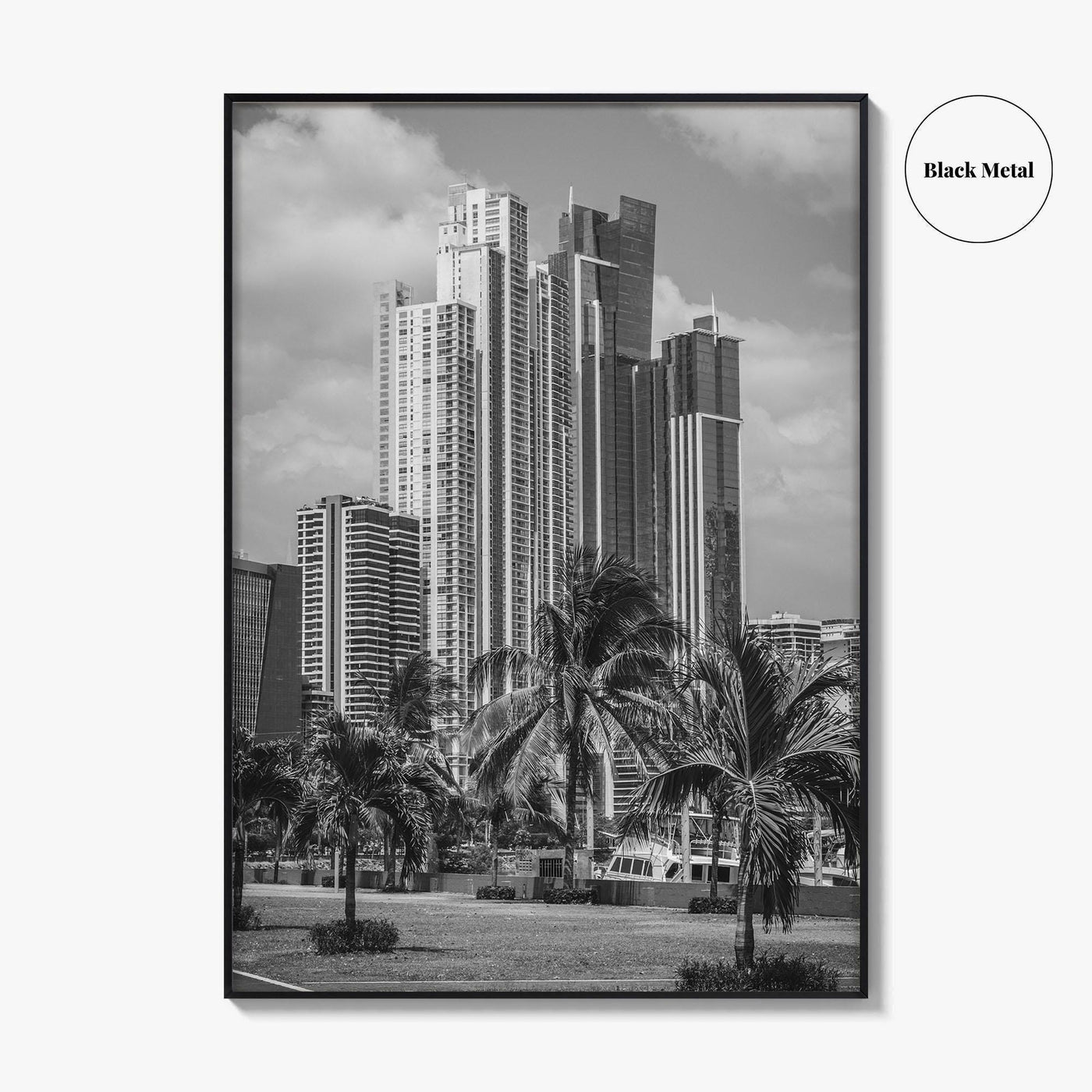 Panama City Skyline Black and White Fine Art Photo Print, Panama Wall Poster