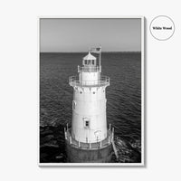 Sakonnet Point Black and White Fine Art Photo Print, Rhode Island Lighthouse Poster