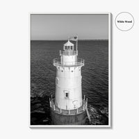 Sakonnet Point Black and White Fine Art Photo Print, Rhode Island Lighthouse Poster