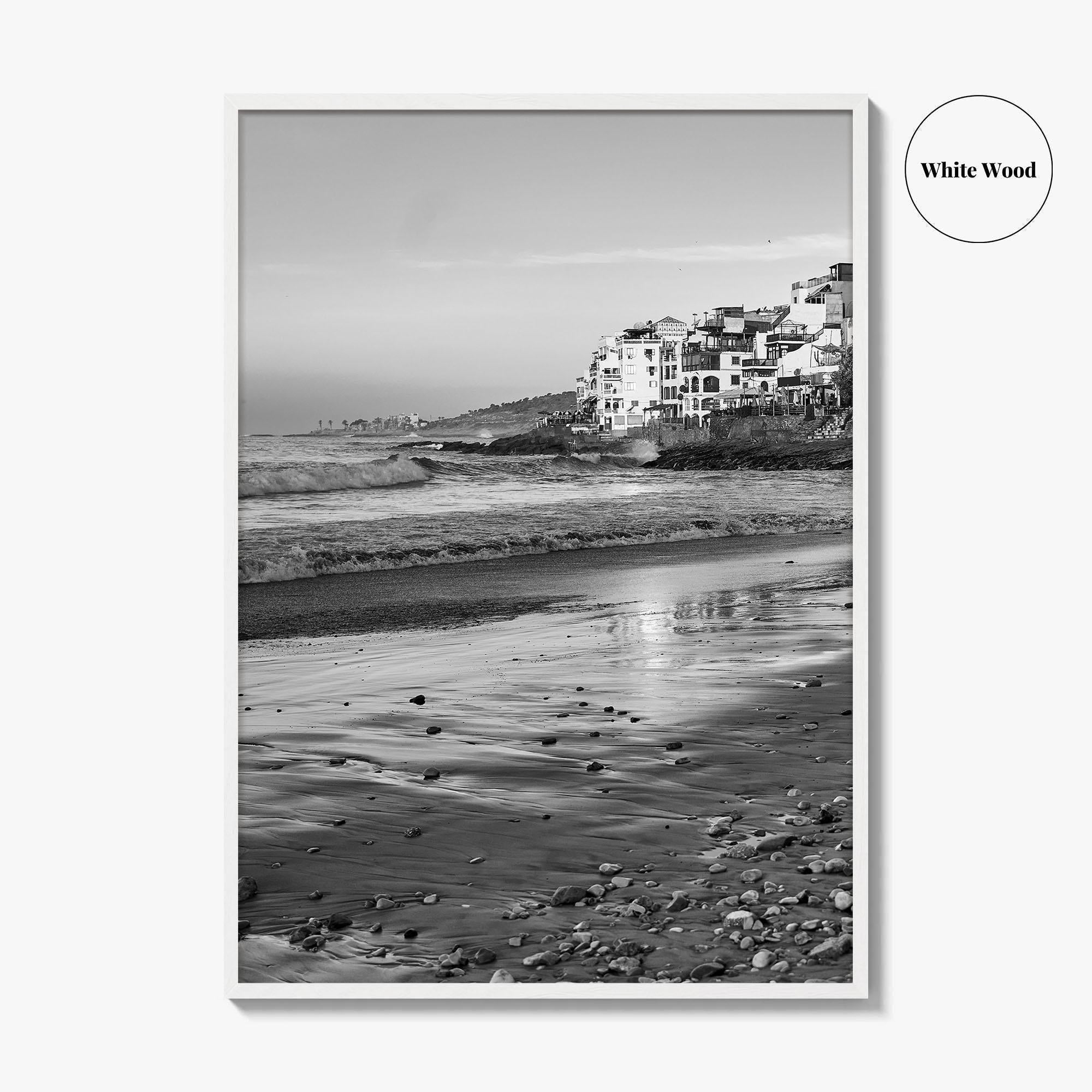 Taghazout Black and White Fine Art Photo Print, Morocco Poster, Agadir Coast Wall Decor