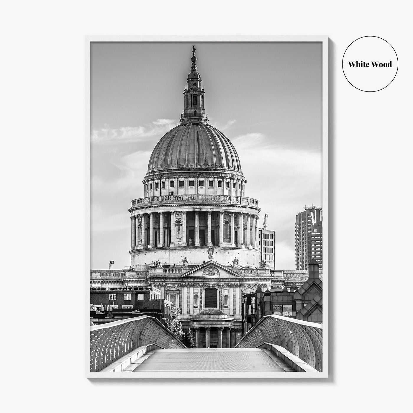 St Paul's Cathedral Black and White Fine Art Photo Print, London Millennium Bridge Poster