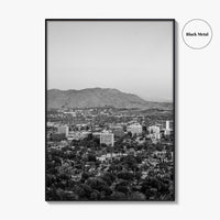 Riverside Skyline Black and White Fine Art Photo Print, Downtown, Mount Rubidoux, California Poster