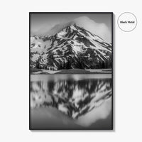 Oregon Black and White Fine Art Photo Print, South Sister Bend Green Lakes Poster