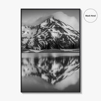 Oregon Black and White Fine Art Photo Print, South Sister Bend Green Lakes Poster