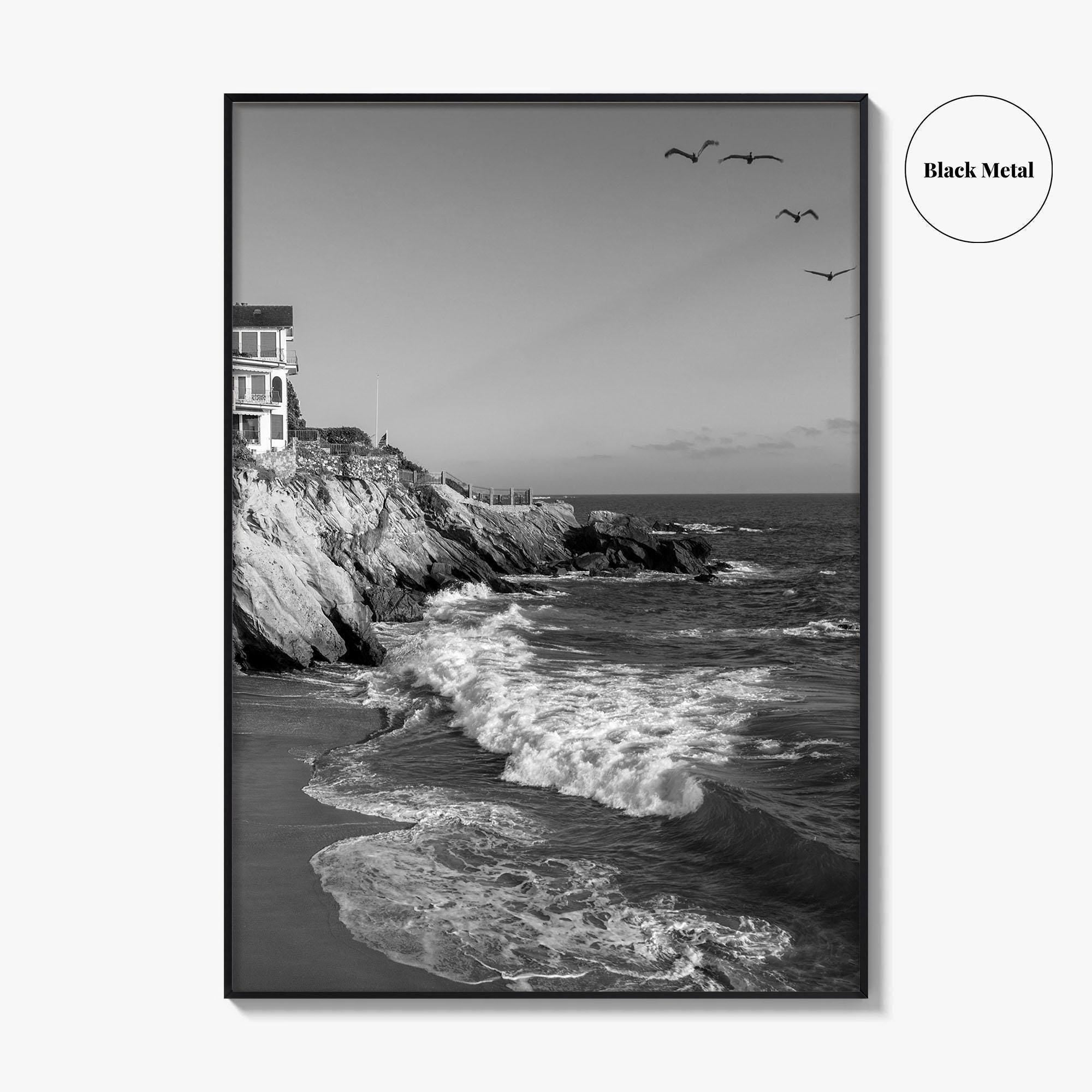 Southern California Black and White Fine Art Photo Print, Coastline Poster