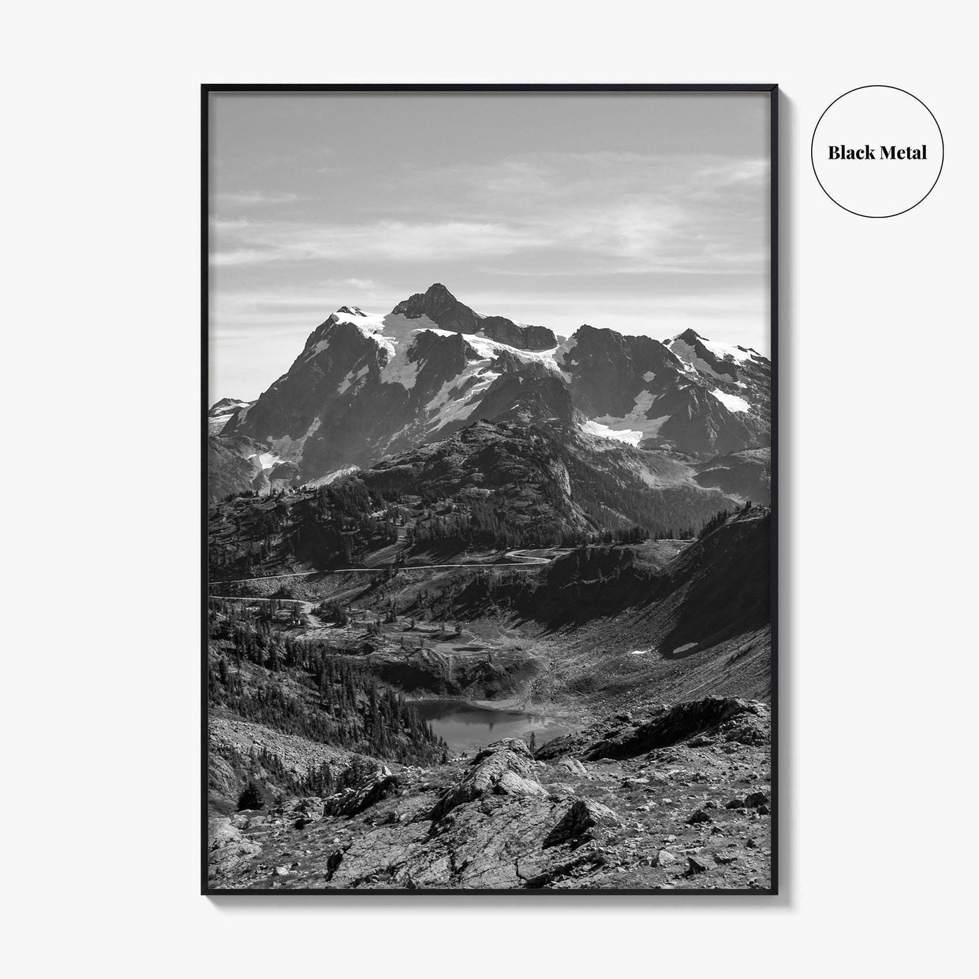 North Cascades Black and White Fine Art Photo Print, Mount Shuksan Washington Poster