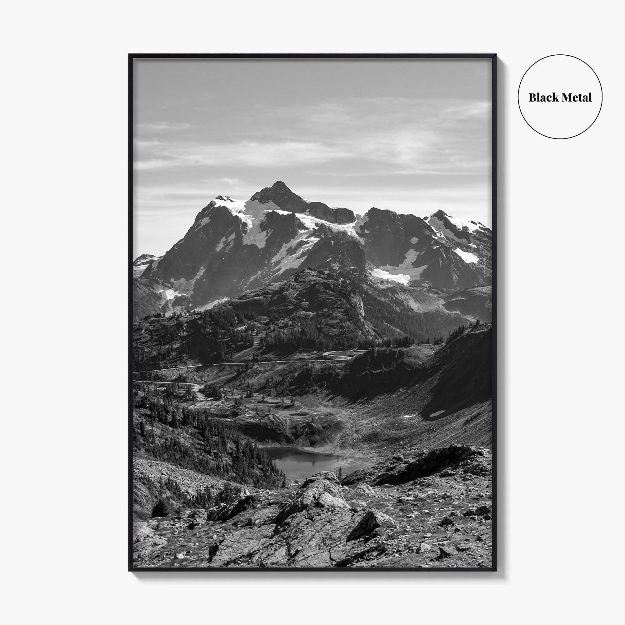 North Cascades Black and White Fine Art Photo Print, Mount Shuksan Washington Poster