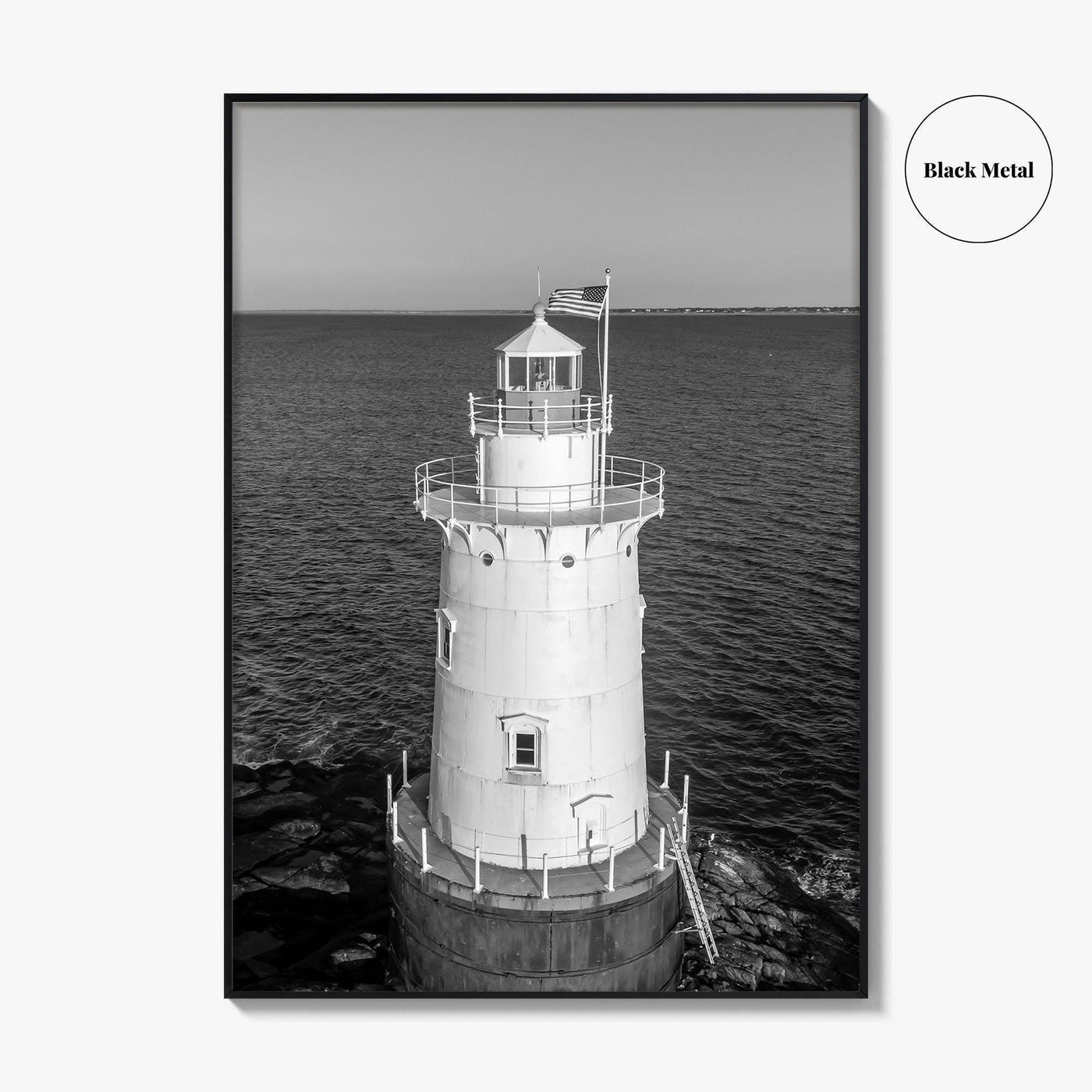 Sakonnet Point Black and White Fine Art Photo Print, Rhode Island Lighthouse Poster