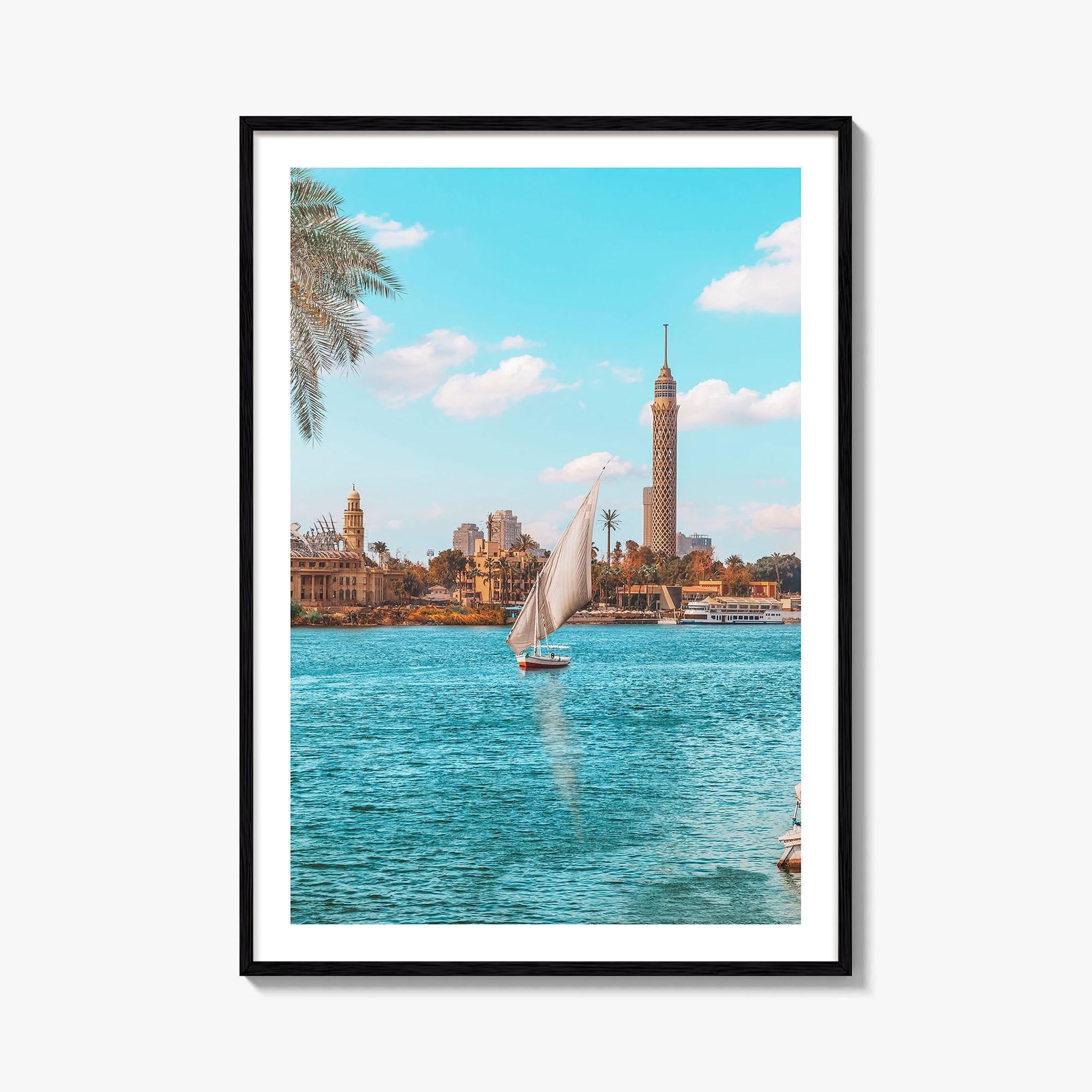Cairo Fine Art Photo Print, Egypt Wall Decor Poster, Sailboats Pier View