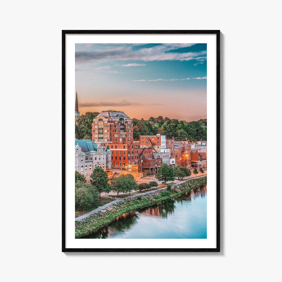 Augusta Skyline Fine Art Photo Print, Maine, Kennebec River, USA Wall Decor Poster