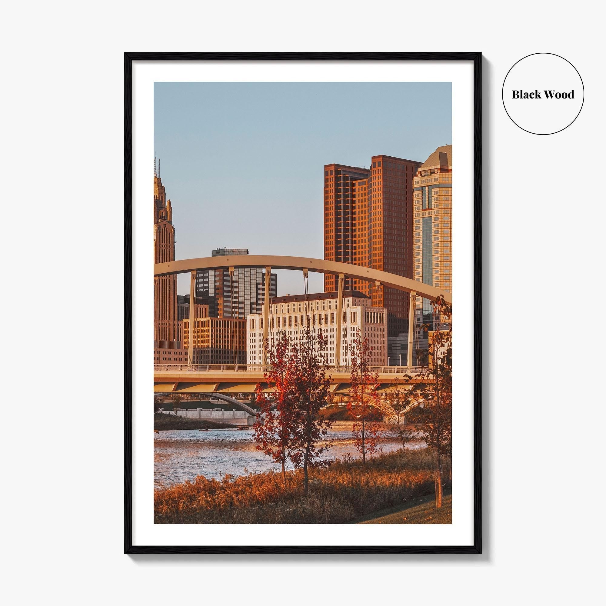 Columbus Ohio Skyline Fine Art Photo Print, Main Street Bridge, Wall Decor Poster, USA