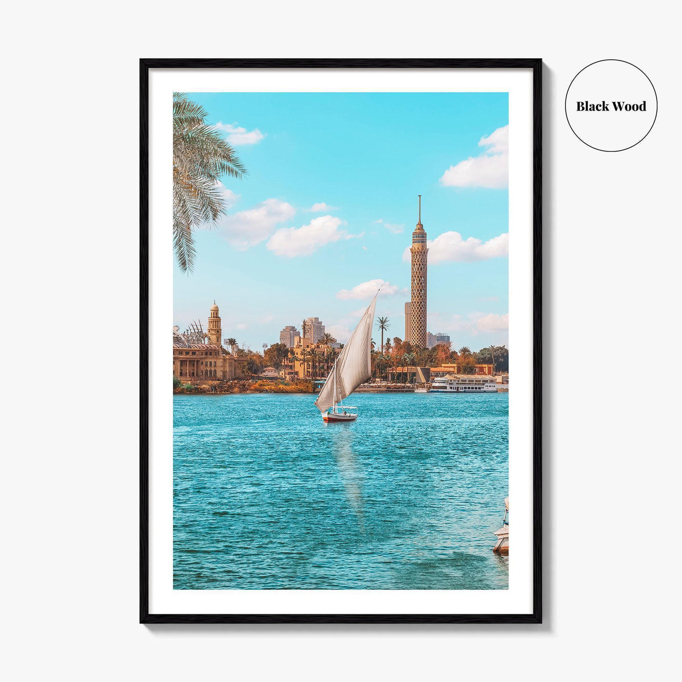 Cairo Fine Art Photo Print, Egypt Wall Decor Poster, Sailboats Pier View