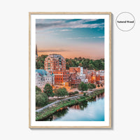 Augusta Skyline Fine Art Photo Print, Maine, Kennebec River, USA Wall Decor Poster