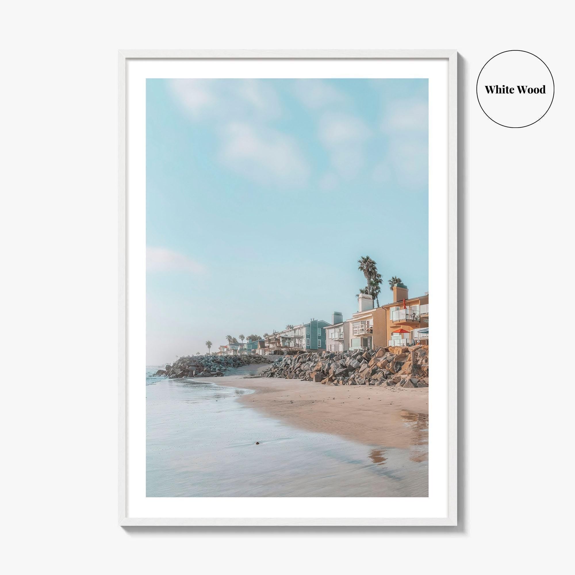 Carlsbad Fine Art Photo Print, California Beach Houses, Oceanfront Wall Poster USA