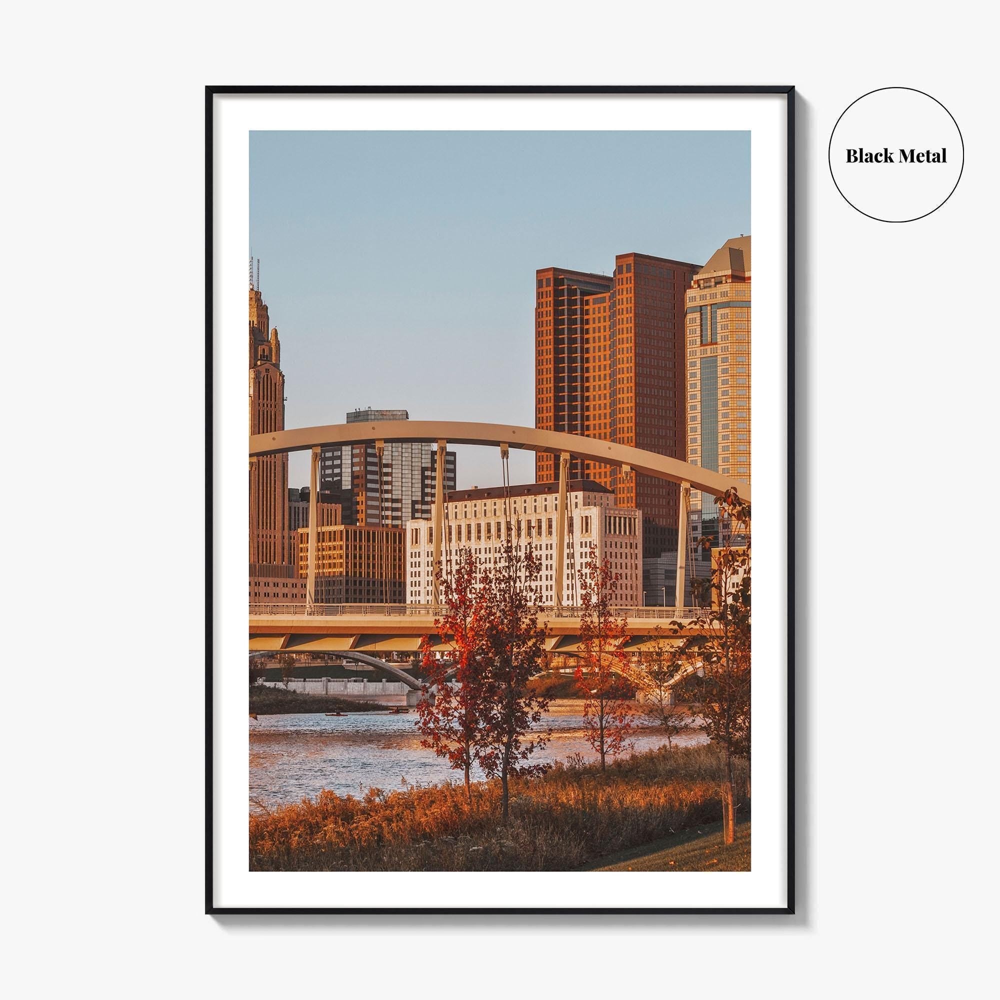Columbus Ohio Skyline Fine Art Photo Print, Main Street Bridge, Wall Decor Poster, USA