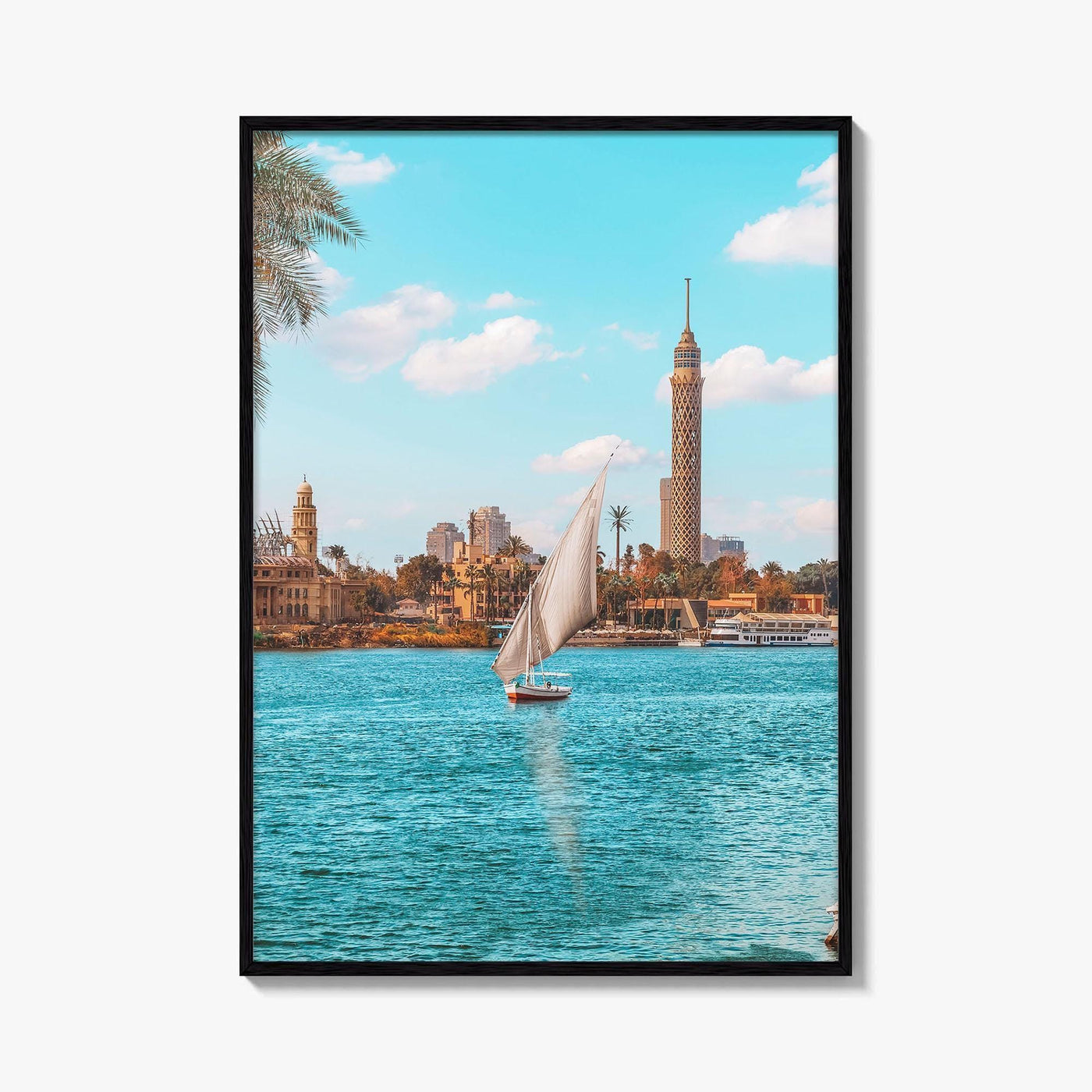 Cairo Fine Art Photo Print, Egypt Wall Decor Poster, Sailboats Pier View