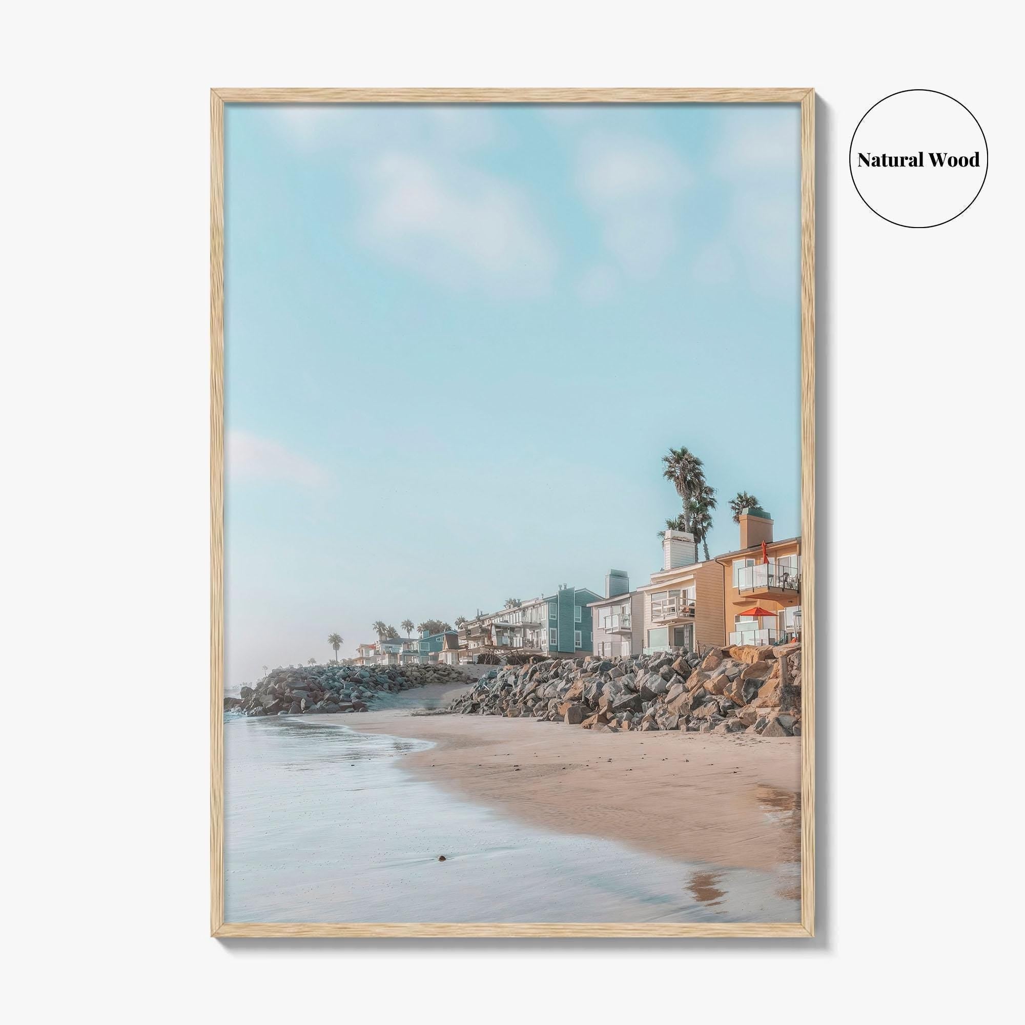 Carlsbad Fine Art Photo Print, California Beach Houses, Oceanfront Wall Poster USA