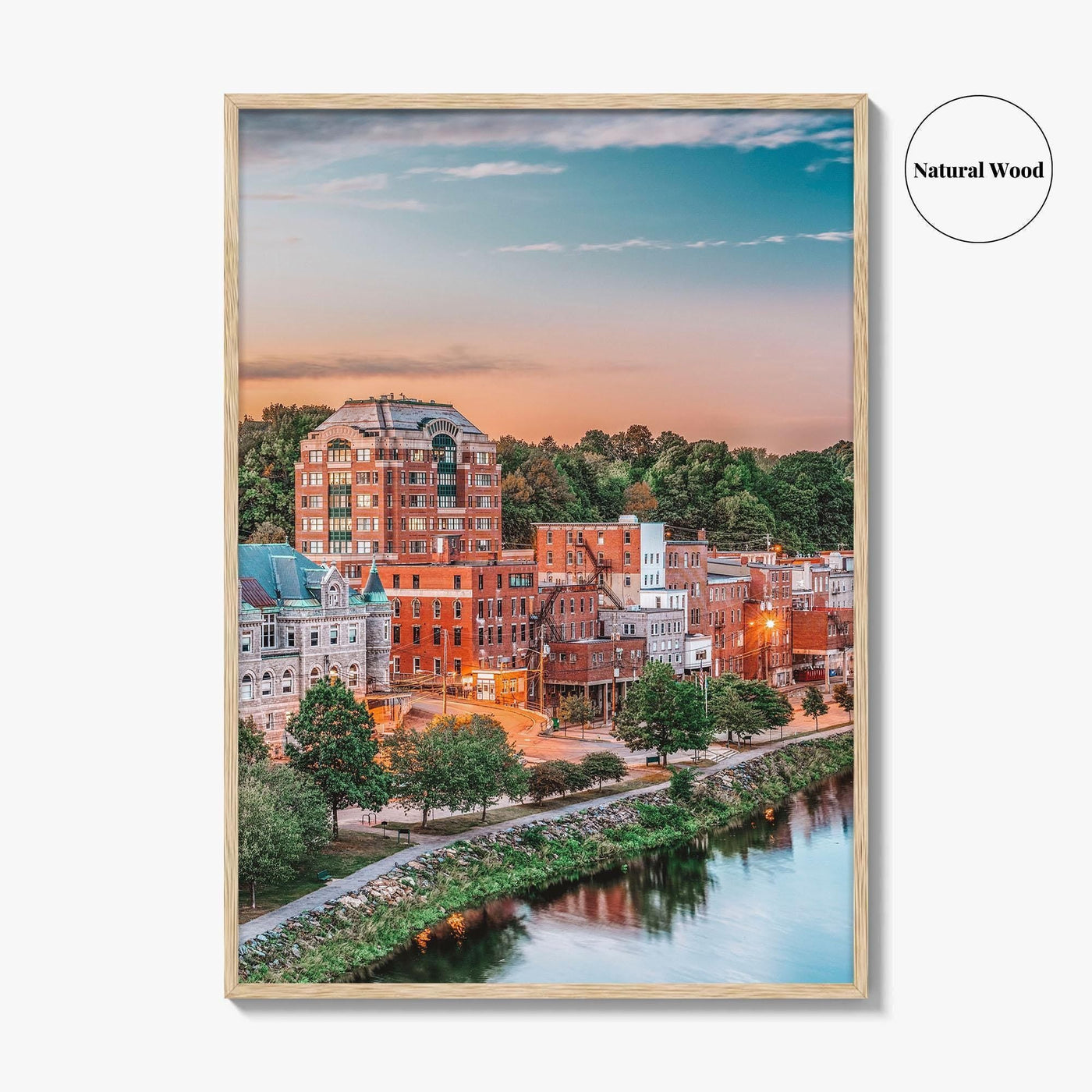 Augusta Skyline Fine Art Photo Print, Maine, Kennebec River, USA Wall Decor Poster