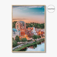 Augusta Skyline Fine Art Photo Print, Maine, Kennebec River, USA Wall Decor Poster