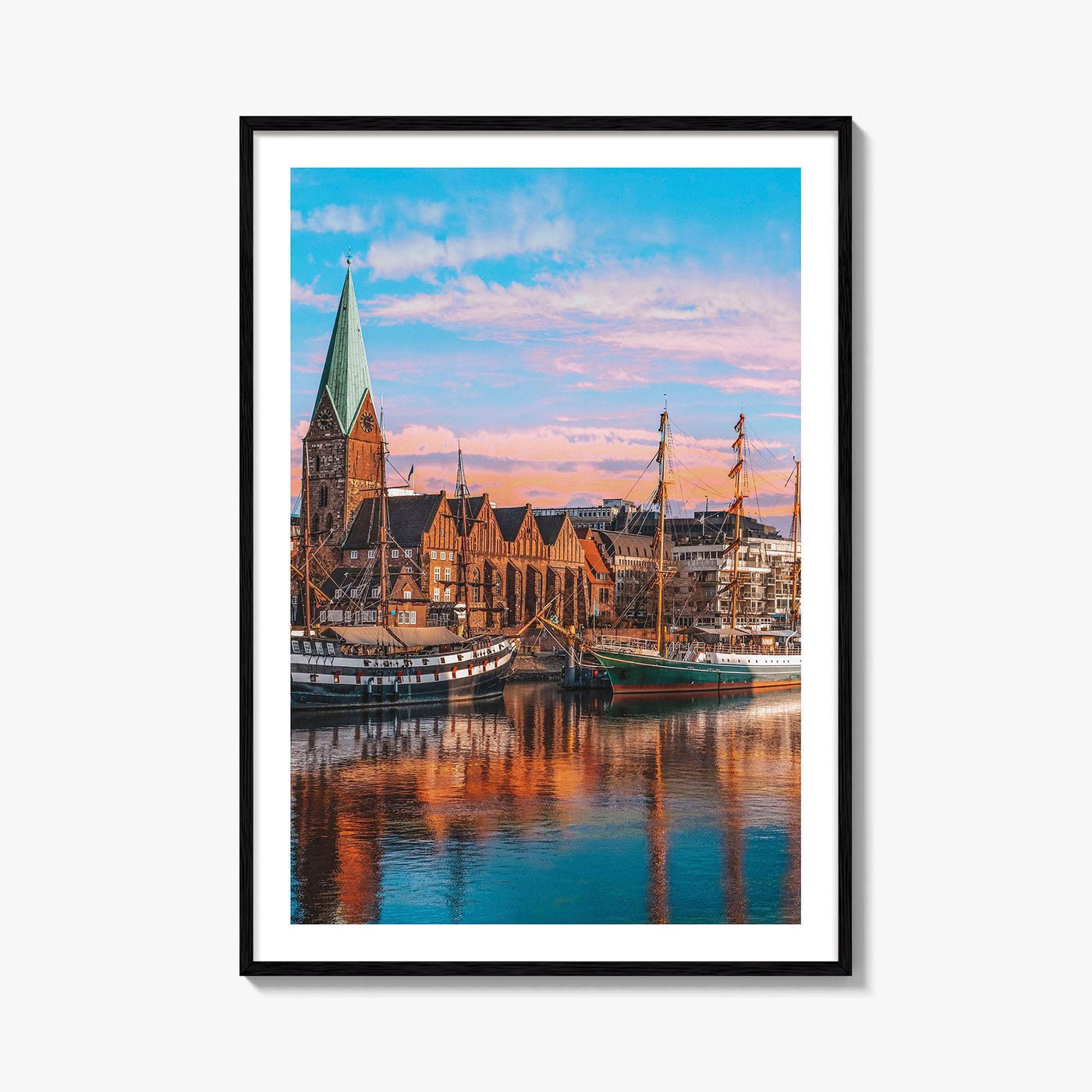 Bremen Fine Art Photo Print, Weser River, Schlachte Promenade, Tall Ships, Germany Poster
